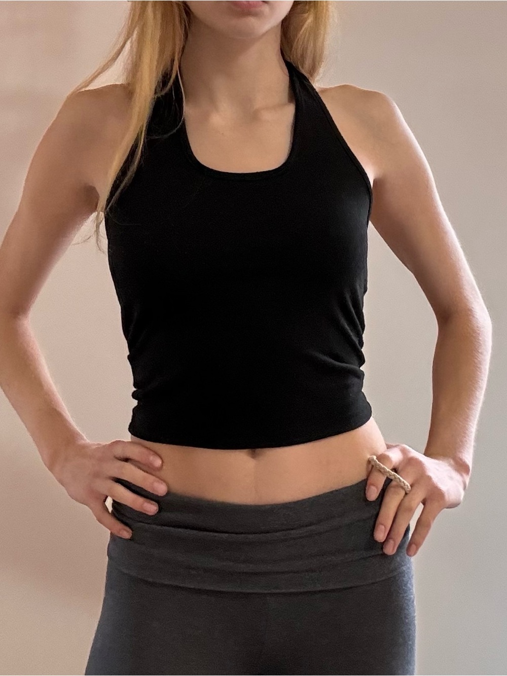 Cropped Black Halter Top